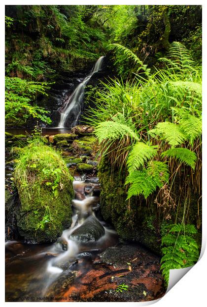 A beautiful waterfall on the Burn Anne Water. Print by Hugh Maxwell