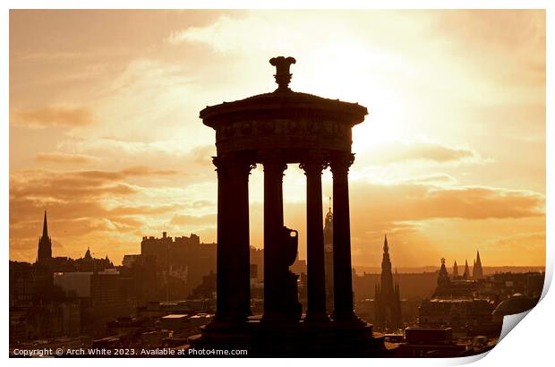 Sunset over Edinburgh city, Scotland, UK Print by Arch White