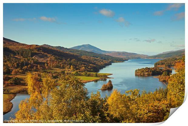 Queens View and Loch Tummel,Tay Forest Park, Scotl Print by Arch White