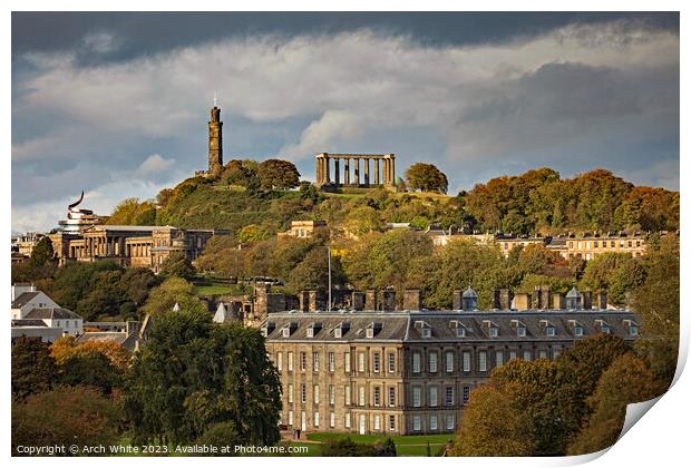 Edinburgh architecture viewed from Holyrood Park, Scotland, UK Print by Arch White