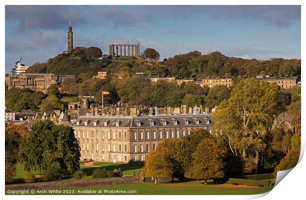 Edinburgh architecture viewed from Holyrood Park, Scotland, UK Print by Arch White