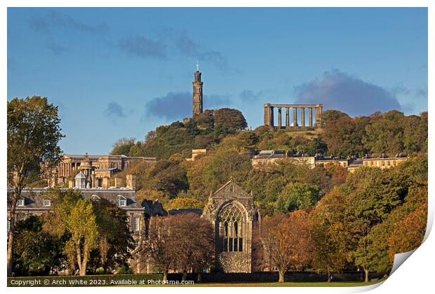 Edinburgh architecture viewed from Holyrood Park,  Print by Arch White