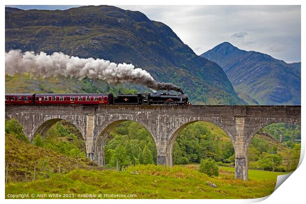 Jacobite Steam Train, Glenfinnan Viaduct, Lochaber Print by Arch White