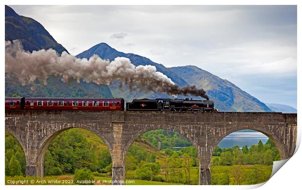 Jacobite Steam Train, Glenfinnan Viaduct, Lochaber Print by Arch White