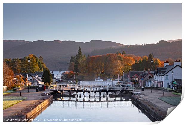 Fort Augustus, Caledonian Canal lock gates, Invern Print by Arch White