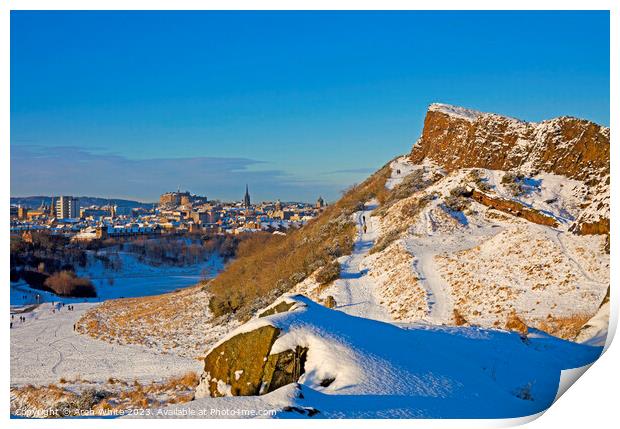 Holyrood Park Snow, Edinburgh, Scotland, UK Print by Arch White