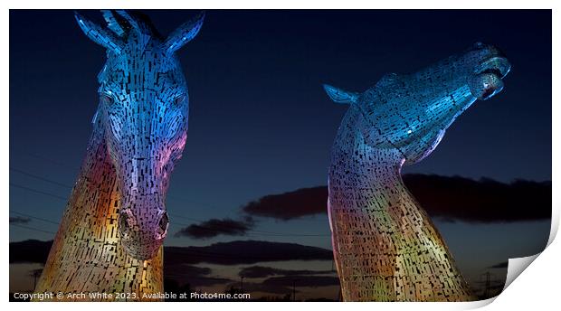 The Kelpies at The Helix project, Grangemouth, Sco Print by Arch White