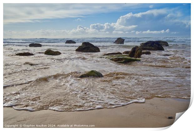 Incoming Tide Watergate Bay Print by Stephen Noulton