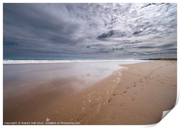 Footprints in the sand Print by Robert Hall