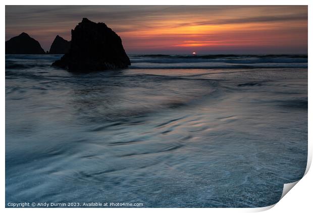 Holywell Bay Sunset Print by Andy Durnin