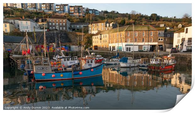 Mevagissey Harbour Sunrise Print by Andy Durnin