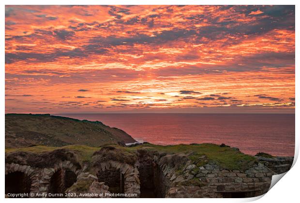 Botallack Sunset Print by Andy Durnin