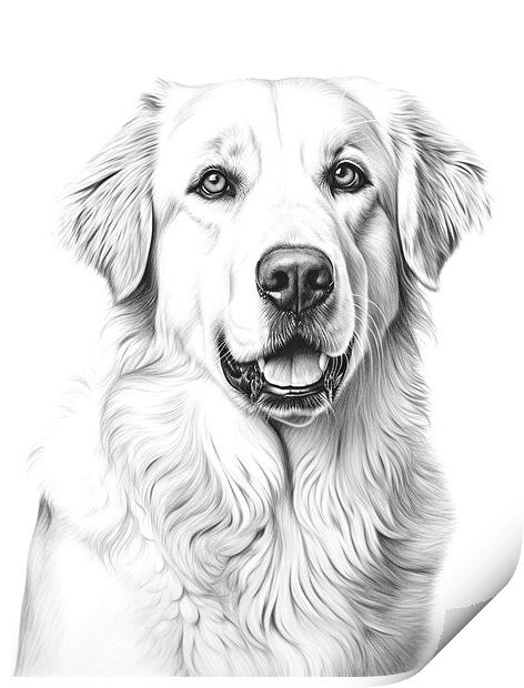 Anatolian Shepherd Dog Pencil Drawing Print by K9 Art