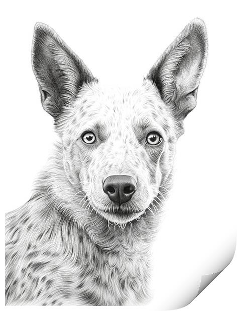 Australian Cattle Dog Pencil Drawing Print by K9 Art