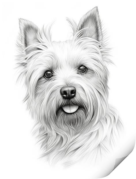 Australian Terrier Pencil Drawing Print by K9 Art
