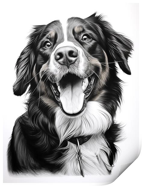 Bernese Mountain Dog Pencil Drawing Print by K9 Art