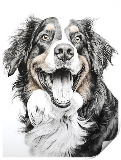 Bernese Mountain Dog Pencil Drawing Print by K9 Art