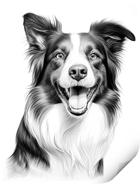 Pencil Drawing Border Collie Print by K9 Art