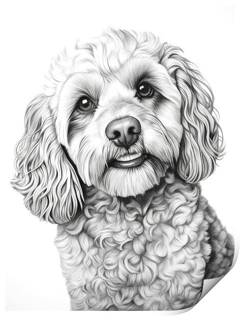 Cockapoo Pencil Drawing Print by K9 Art