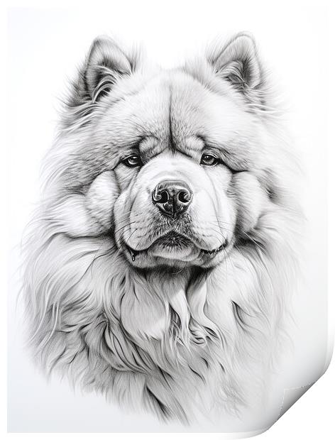 Chow Chow Pencil Drawing Print by K9 Art