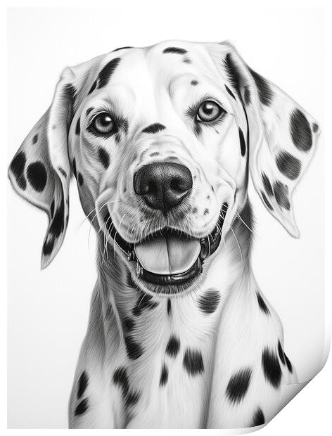 Dalmatian Pencil Drawing Print by K9 Art