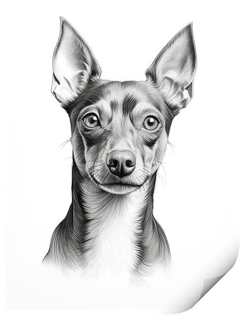 German Pinscher Pencil Drawing Print by K9 Art