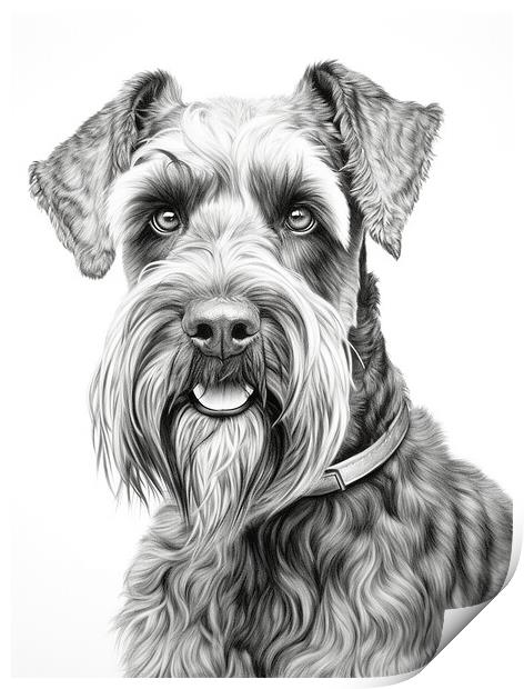 Giant Schnauzer Pencil Drawing Print by K9 Art