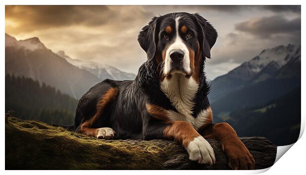 Greater Swiss Mountain Dog Print by K9 Art