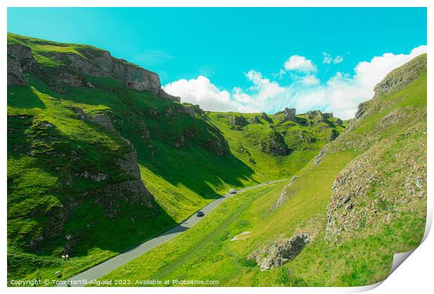 A close up of a lush green hillside with Winnats Pass in the background Print by Tom Hartfil-Allgood