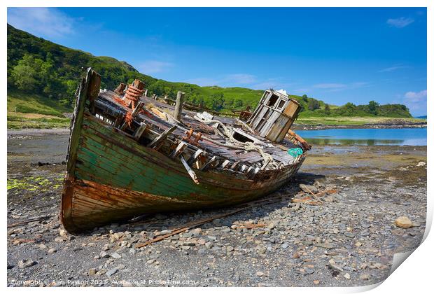 Fishing boat Wreck, Isle of Kerrera 1 Print by Alan Payton
