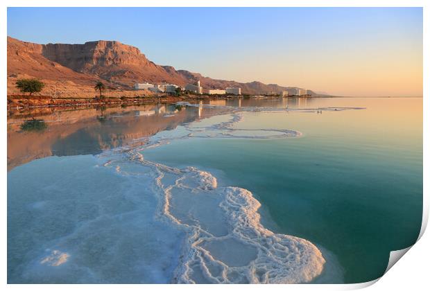 Salt deposits, typical landscape of the Dead Sea. Print by Olga Peddi