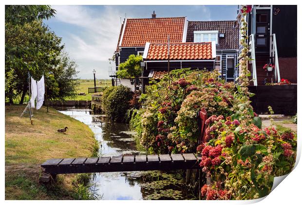 Traditional dutch Village with with colorful house Print by Olga Peddi