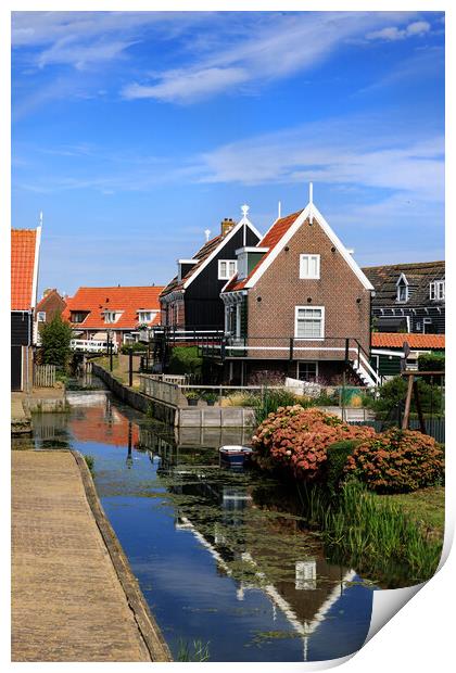 Traditional dutch Village with with colorful house Print by Olga Peddi
