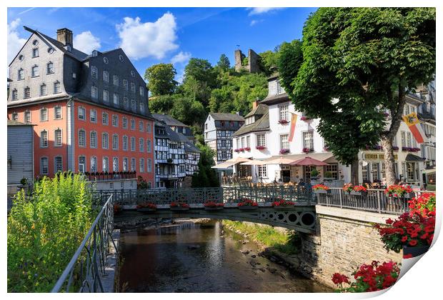 Scenic view of Rur river running through Monschau  Print by Olga Peddi