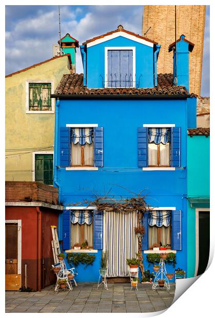 Beautiful colorful houses of Burano, Venice, Italy Print by Olga Peddi