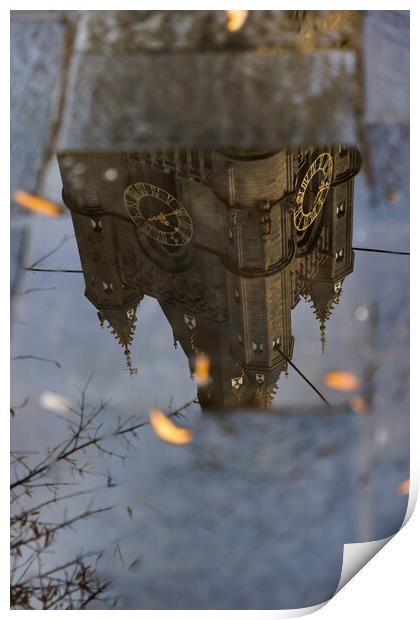 Reflection of the highest part of the clock tower. Print by Olga Peddi