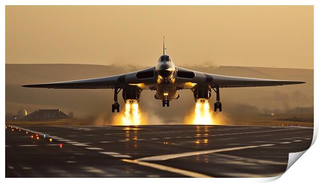 Avro Vulcan Sunset Takeoff Print by T2 