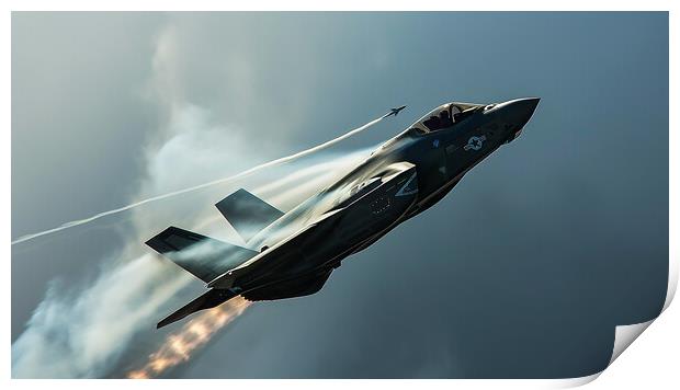 F-35 Lightning II in Combat Action Print by T2 