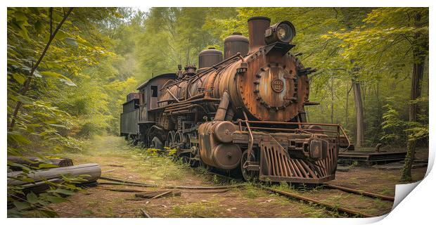 Abandoned American Steam Locomotive Print by T2 
