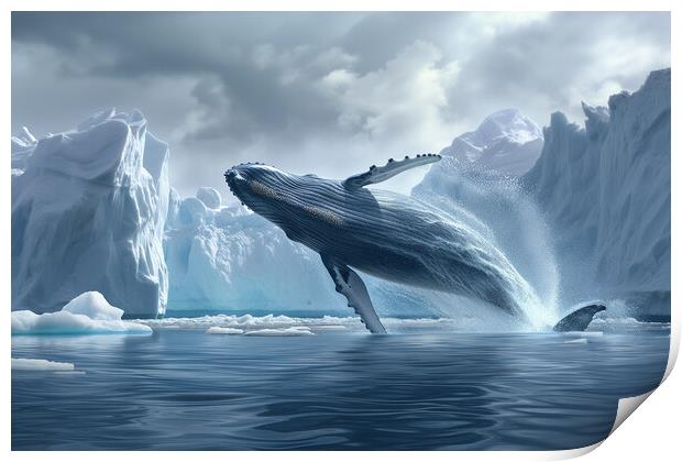 Humpback Whale Breaching Print by T2 