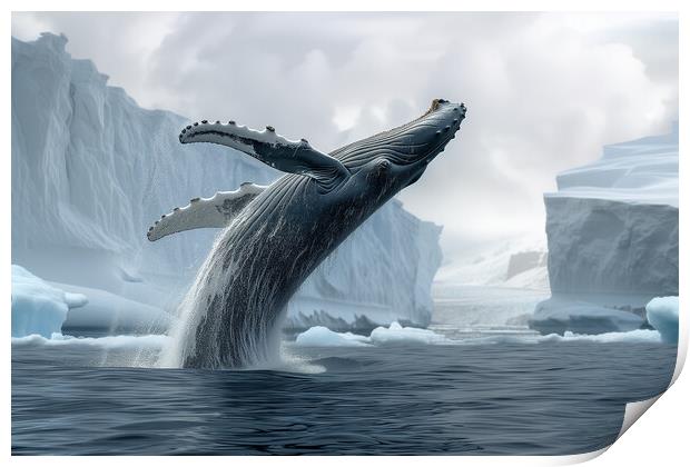 Humpback Whale Breaching Print by T2 