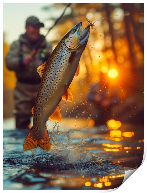 Fly Fishing for Atlantic Salmon Print by T2 