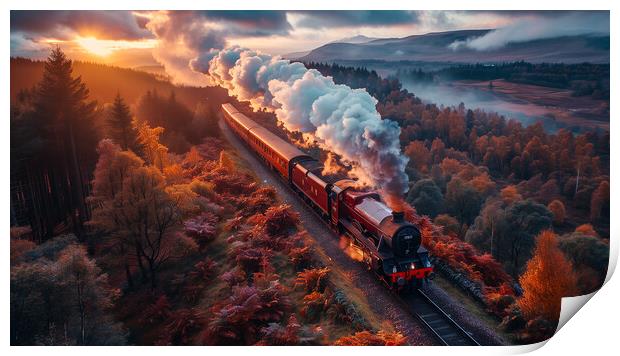 Scottish Highlands Steam Train Print by T2 