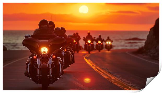 Harley-Davidson Sunset Ride Print by T2 