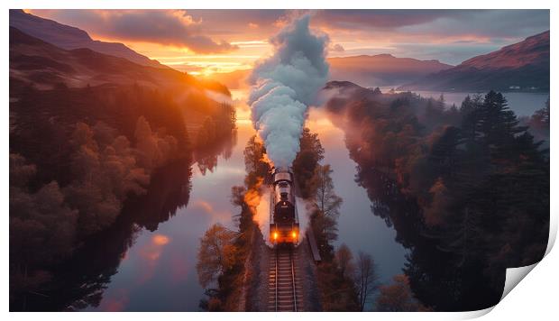 Scottish Highlands Steam Train Print by T2 