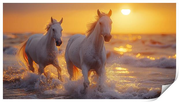 White Andalusian Horses Print by T2 