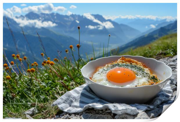 Breakfast in the Alps Print by T2 