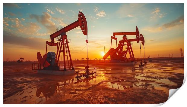 Oil Pump Jack Print by T2 