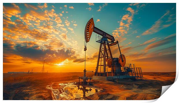 Oil Pump Jack Print by T2 