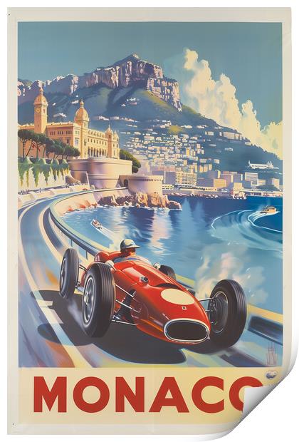 Vintage Monaco Grand Prix Travel Poster Print by T2 